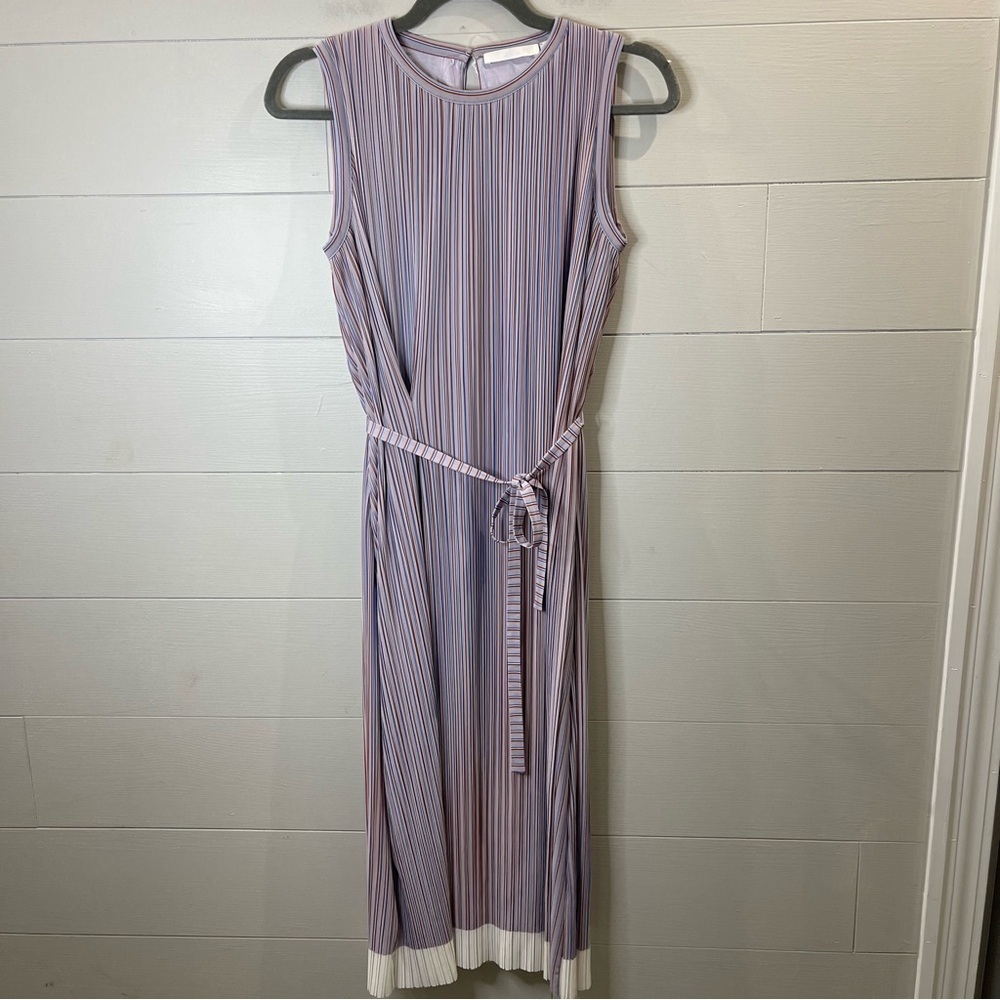 Boss Purple Sheath Midi Dress Sleeveless Crew Neck